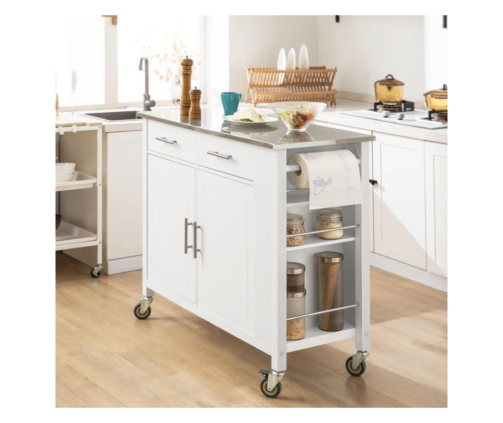 SoBuy kuhinjski voziček, kuhinjski voziček na kolesih, kuhinjsko omarico FKW108-W - 12