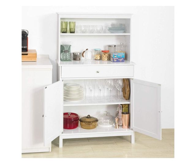 SoBuy FSB26-W Kuchyňská skříňka Kuchyňská police Příborník Boční skříňka Bílá 90x148x40cm