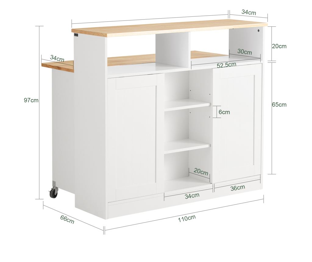 SoBuy βοηθητικά έπιπλα κουζίνασ, υπουργικό συμβούλιο με τροχούς, ραφια για φουρνο μικροκυματων FSB36-WN - 13