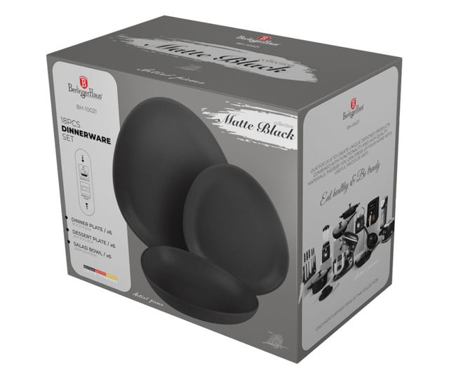 Σετ πιάτων 18 τεμαχίων Matte Black Berlinger Haus BH 10021