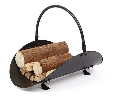 Fém tartó kályha- vagy kandallófa tárolására, 48 cm, fekete, MCT-H1798