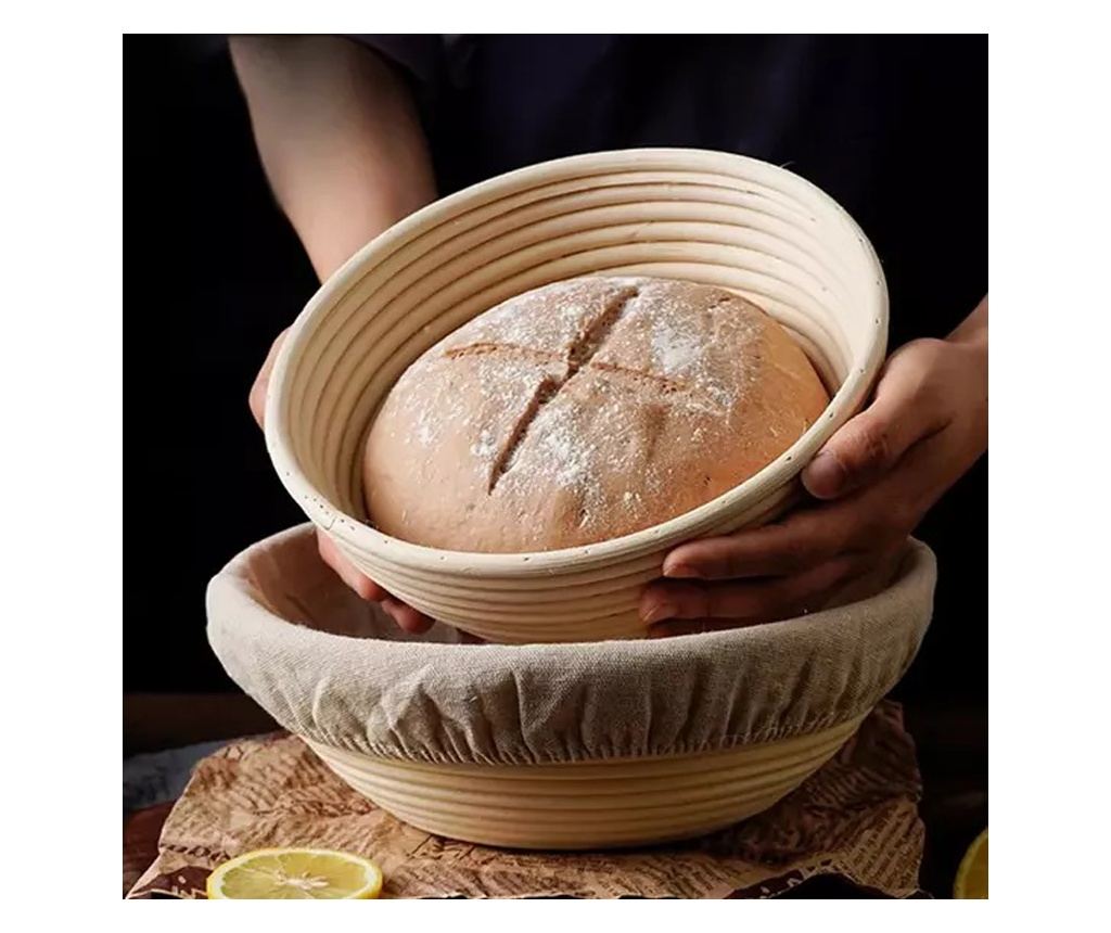 Rattan Szakajtó  Kenyér Kelesztőtál Kerek, 25*8 cm - 2