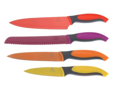 4 db-os késkészlet Kiváló Houseware-Wild Color, rozsdamentes acél, többszínű