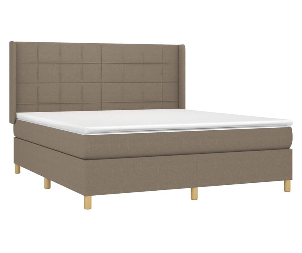 Континентално легло с матрак, сиво таупе, 180x200 см, текстил - 3