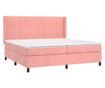 Боксспринг легло с матрак, розово, 200x200 см, кадифе thumbnail 3