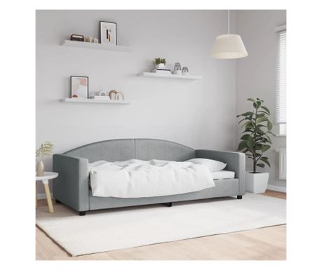 Πλαίσιο κρεβατιού ημέρας, ανοιχτό γκρι, 90x190 εκ., ύφασμα