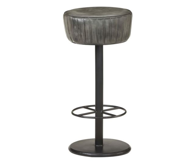 Barski stol, starana siva, pravo usnje