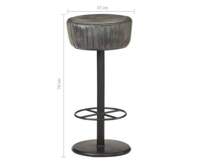 Barski stol, starana siva, pravo usnje