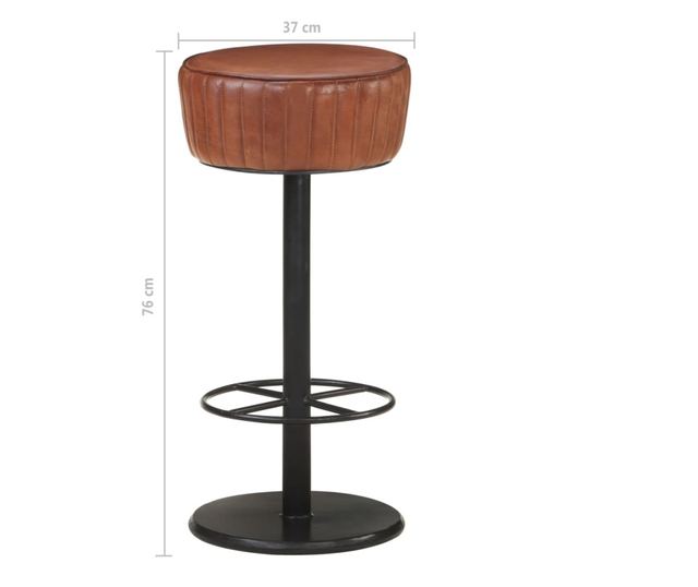 Barski stol, rjav, pravo usnje