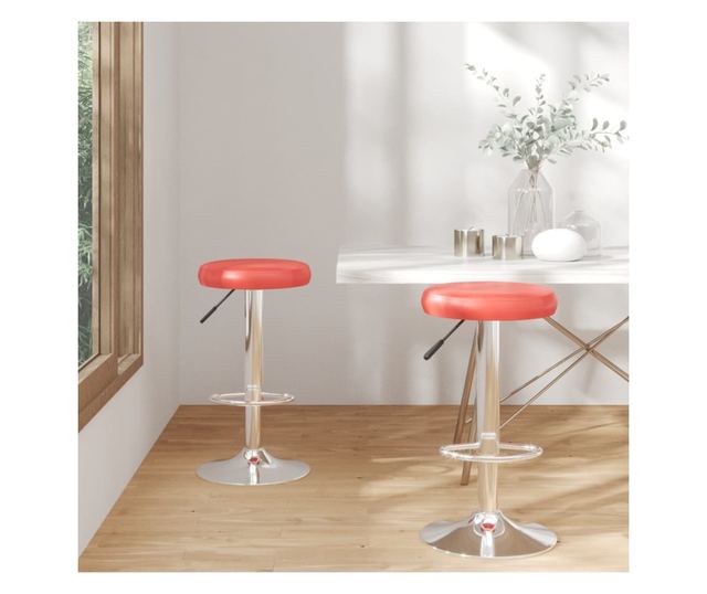 Barski stoli, 2 kosa, rdeče, umetno usnje