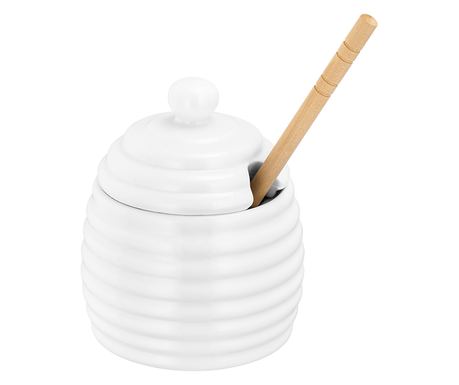 Mézes tartály kanál Judge Essentials, porcelán, 9,3x9,3x14 cm, 200 ml, fehér