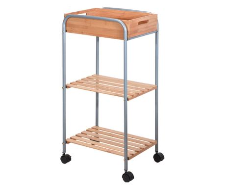 Etajera mobila baie Koopman-Λύσεις μπάνιου, μπαμπού/μέταλλο, 30x40x81 cm, maro/gri