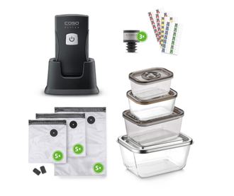 Set aparat de vidat portabil, Caso Germany, Vacu OneTouch PRO Set, vidare uscata/umeda, antracit