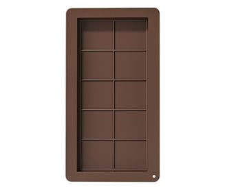 Forma Silicon Pentru Ciocolata Dubai MRG YH1160, 25x13.5 cm, Grosime 2 cm, 10 Alveole, Usor de Curatat, Silicon Alimentar, Maro