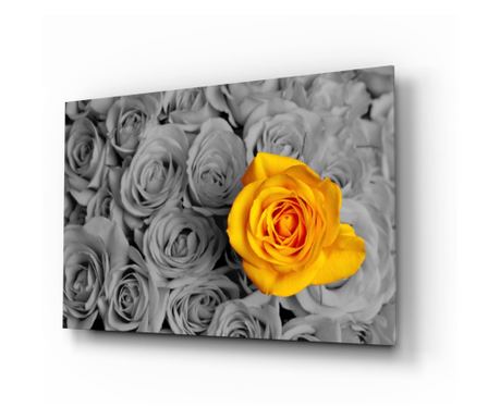 Poslikava na zaščiteno steklo, Yellow Rose  72 x 46 cm