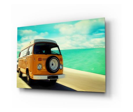 Poslikava na zaščiteno steklo, Vosvos Minibus  72 x 46 cm