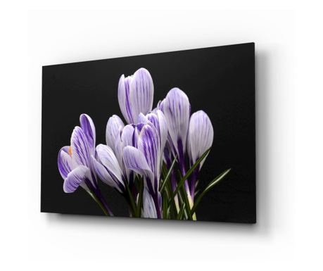 Poslikava na zaščiteno steklo, Purple Flowers  110 x 70 cm