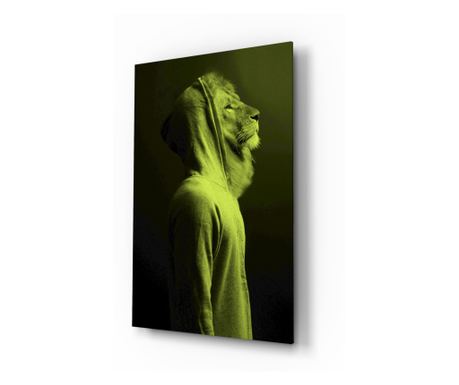 Tablou din sticla securizata, Green Lion Head  110 x 70 cm