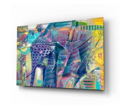 Poslikava na zaščiteno steklo, Elephant  72 x 46 cm
