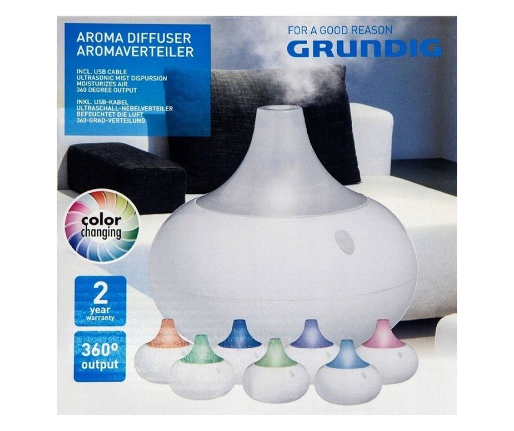 Grundig ED-12133 Αρωματοθεραπεία, 140 ml, USB, Φως LED, 8 Χρώματα, Λευκό - 8