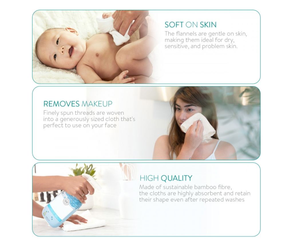 Комплект от 6 кърпи от бамбукови влакна Navaris, 25 х 25 см, 48734.02.06 - 3