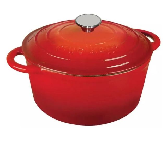 Oala cu capac Magefesa-Ferro Eco, fonta emailata, 26x12 cm, 3.5 l, rosu
