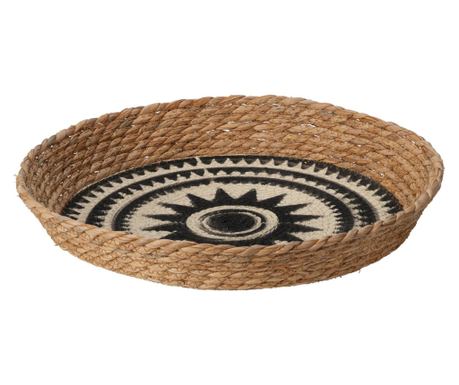Coș servire Home&Styling Collection, ratan, 40x6 cm, maro/negru