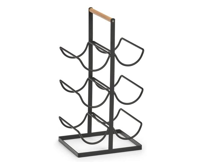 Suport 6 sticle vin Zeller, metal, 23.5x20x46 cm, negru