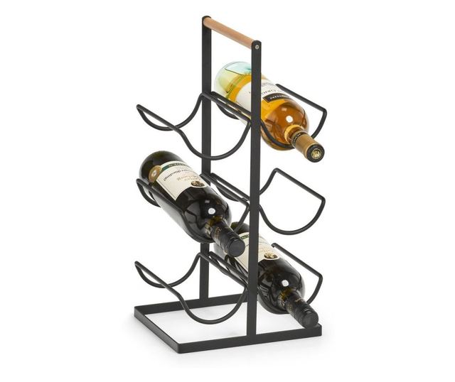 Suport 6 sticle vin Zeller, metal, 23.5x20x46 cm, negru