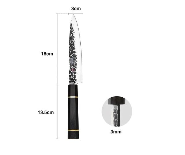 Fissman-Kensei Bokuden szeletelt kés, AUS-8 acél, 18 cm, ezüst/barna