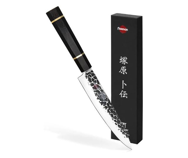 Fissman-Kensei Bokuden szeletelt kés, AUS-8 acél, 18 cm, ezüst/barna