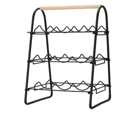Suport 9 sticle vin Home&Styling Collection, μεταλλικό, 33x29x46 cm, negru/maro