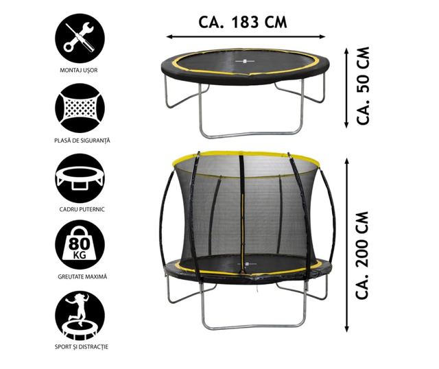 Трамплин с предпазна мрежа Dunlop 183x50 см