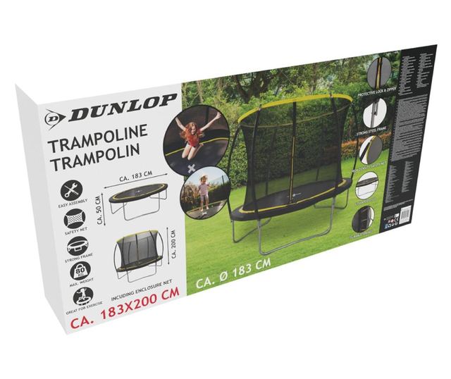 Трамплин с предпазна мрежа Dunlop 183x50 см