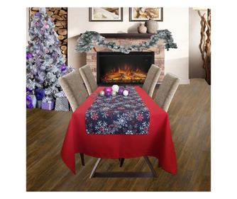 Napron Kotonia Home Winter 04 - 45x180 cm, 100% pamut, kék karácsonyi motívumokkal