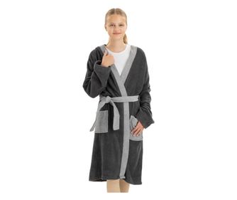 Halat de baie pentru copii Homelevel, 140, Gri, Bumbac organic, 54864.22.38