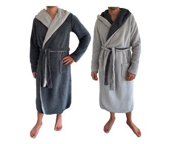 Halat de baie reversibil pentru barbati Jemidi, L, Gri / Albastru, Poliester, 55435.25.3