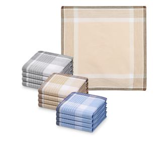 12 darabos Jemidi szövet zsebkendő készlet, 40 x 40 cm, többszínű, pamut, 55059.08