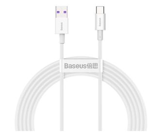 Καλώδιο Φόρτισης και Μεταφοράς Δεδομένων Baseus Superior, USB - USB-C σε Lightning, 2 m, 2.4 A, 66W, 480Mbps, Λευκό