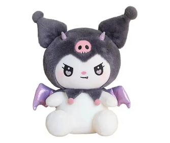 Jucarie din Plus, tip Kuromi din seria Hello Kitty Sanrio, dimensiune 20cm, culoare alb/gri/mov ABYZ™
