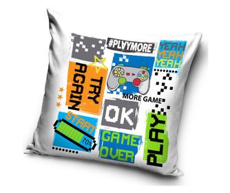 Gamer párna, díszpárna 40x40 cm try again
