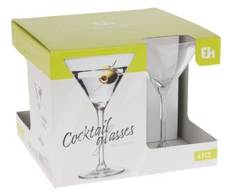 Set 4 pahare, cu picior, pentru Cocktail, 260 ml, Excellent Houseware