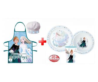 Disney Jégvarázs Royally Cool Karácsonyi kötény és műanyag étkészlet szett