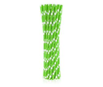 Zöld Green Polka Dots papír szívószál 24 db-os