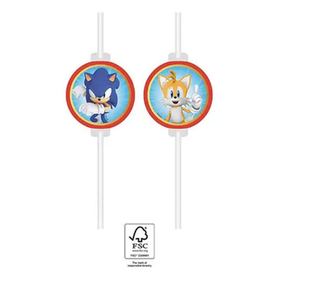 Sonic a sündisznó Sega papír szívószál, 4 db-os szett FSC