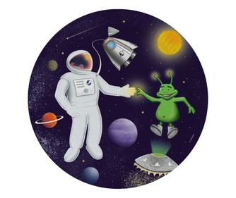 Space Űr papírtányér kék 8 db-os 23cm