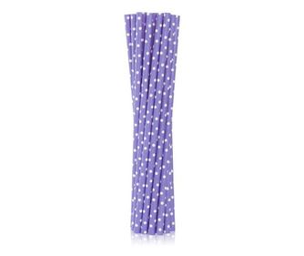 Lila Purple Dots papír szívószál 12 db-os