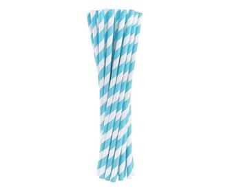 Kék Light Blue Stripes papír szívószál 24 db-os