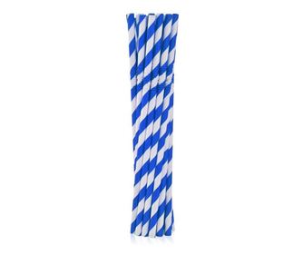 Kék Blue Stripes rugalmas papír szívószál 12 db-os