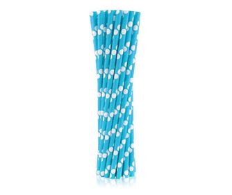 Kék Blue Polka Dots papír szívószál 24 db-os